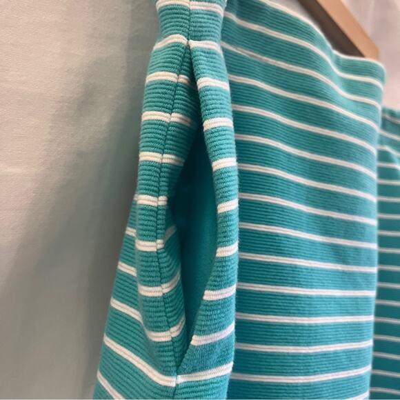 Talbots Turquoise White Textured Knit Skirt Pencil Pockets Womens Size 6 Mini - Picture 9 of 12